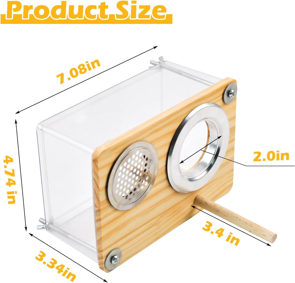 Bird Nesting Box for Window,Transparent Parakeet Nest Breeding Box Parrot Breeding Mating Box Bird Nest Box House Cage Accessories with Wood Perch for Parakeet Budgie Conure Parrot