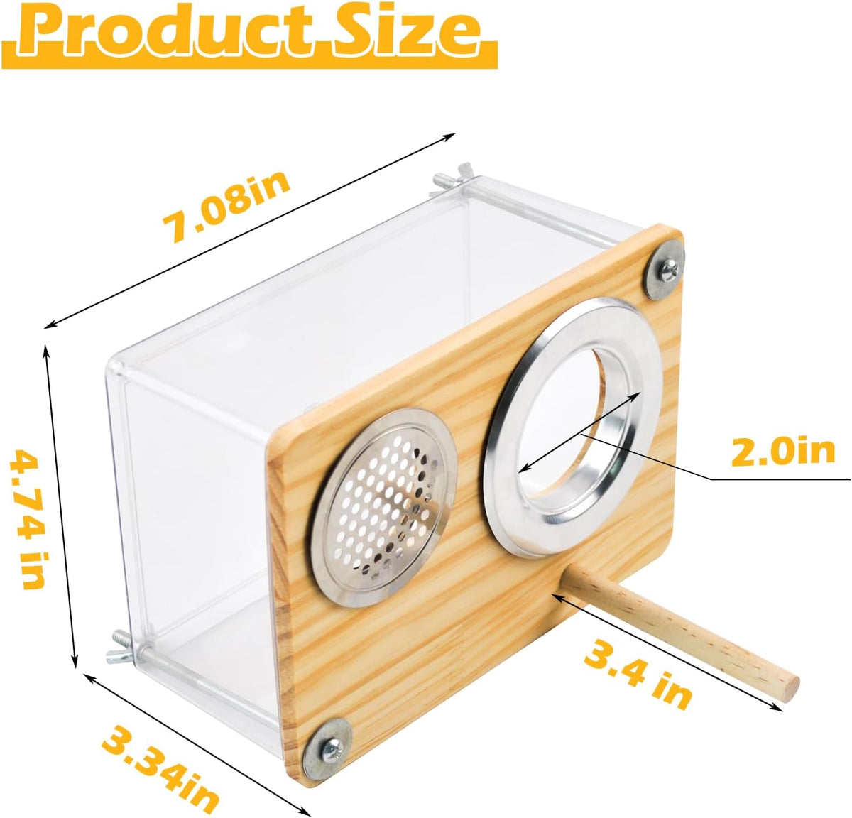 Bird Nesting Box for Window,Transparent Parakeet Nest Breeding Box Parrot Breeding Mating Box Bird Nest Box House Cage Accessories with Wood Perch for Parakeet Budgie Conure Parrot