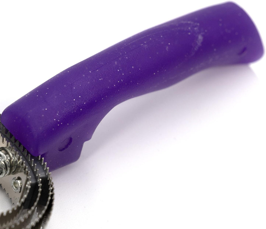 Jeffers Equine Sparkle Grip Reversible Curry Comb for Horses, Stainless Steel Spring Horse Grooming Comb for Shedding, Bathing & Coat Care, Dual Tooth Grooming Tool w/Rotating Flexible Head - Purple
