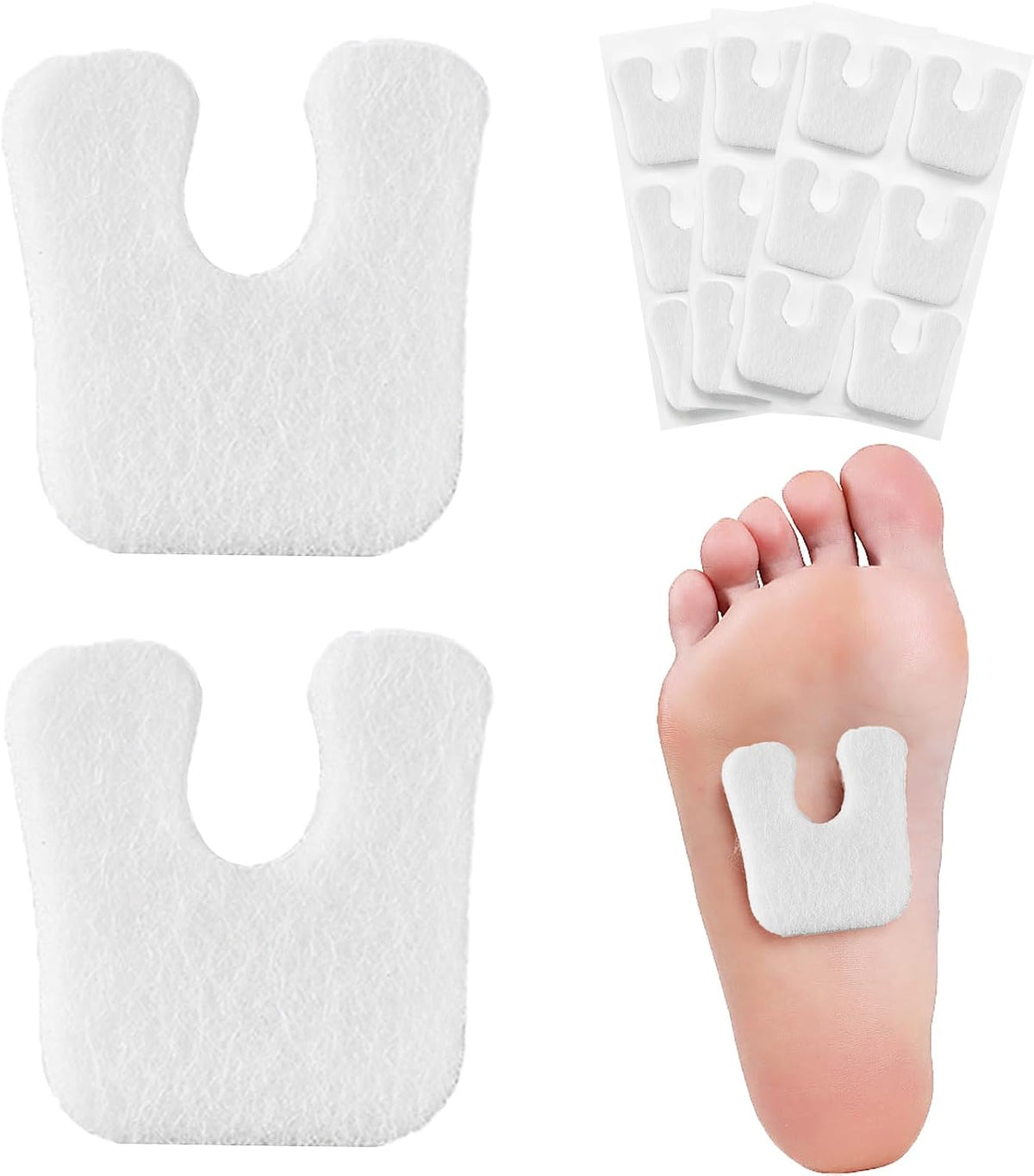 20 Pcs Foot Pads Horseshoe Pads, Callus Cushions Moleskin for Feet 3 in 1