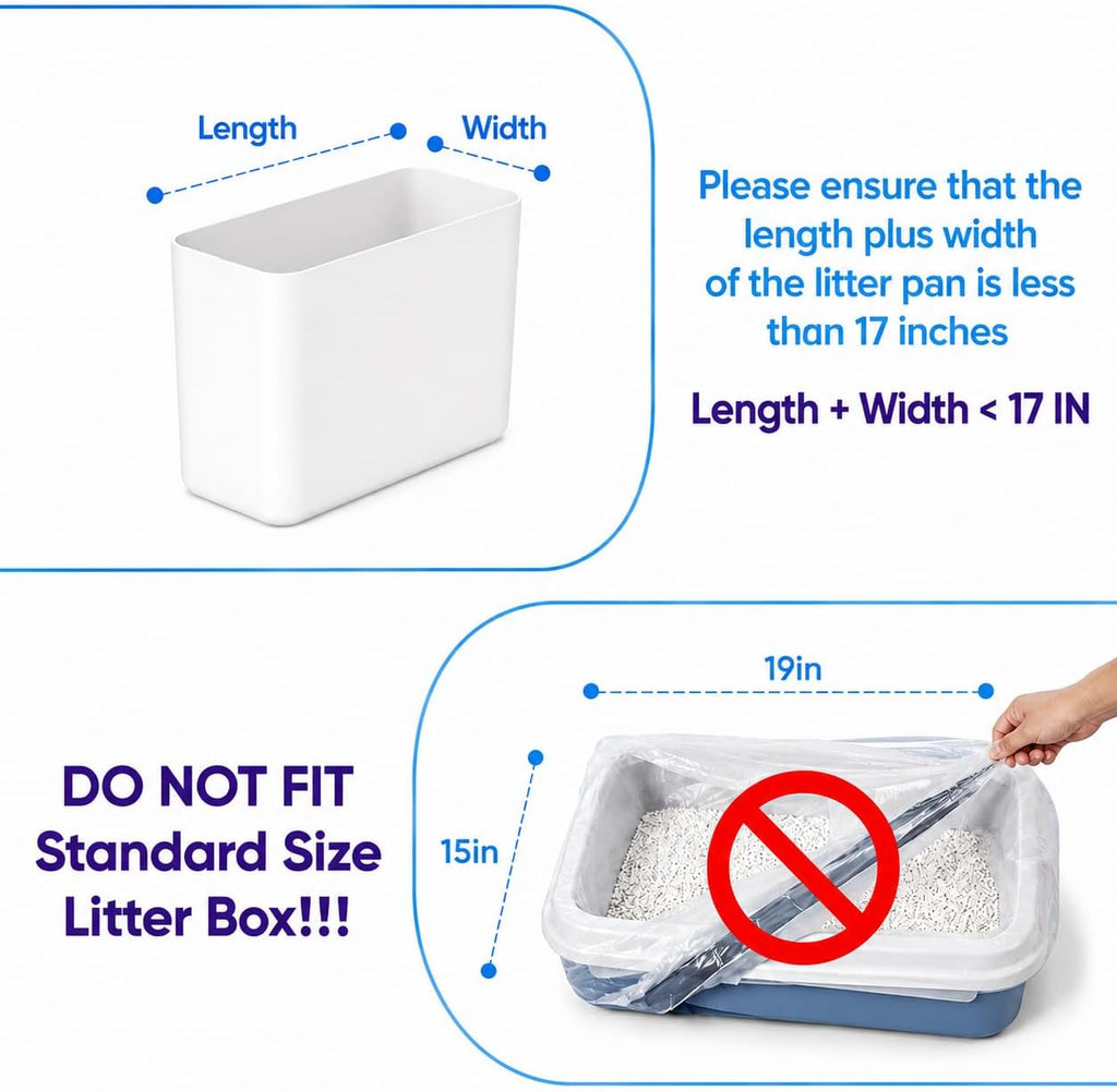 DOEL 60 Count Drawstring Cat Litter Bags for Most Auto Self-Cleaning Litter Box, Cat Litter Box Liners, Replaced Pet Waste Bags, 17.7"x19.7", White Blue (4 Rolls)
