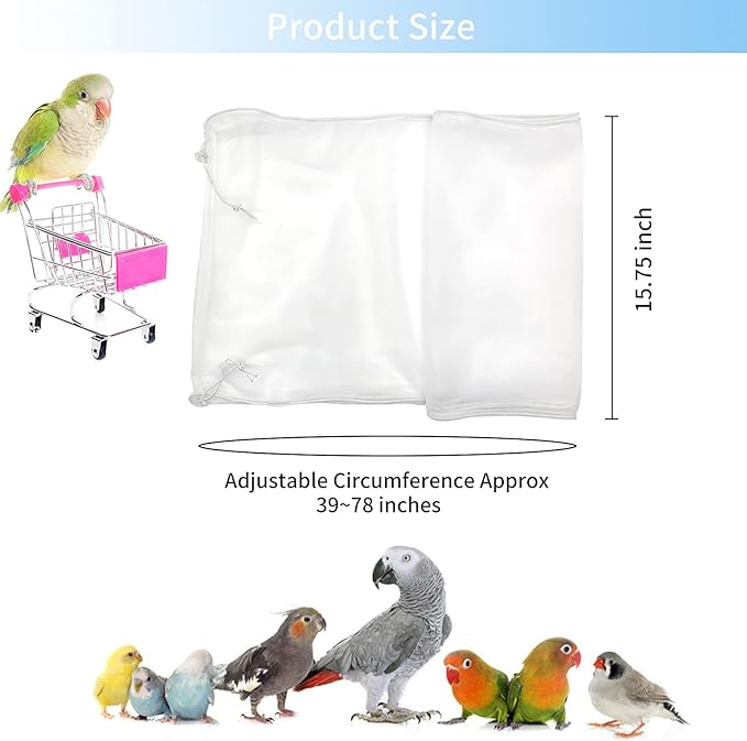 Daoeny Universal Bird Cage Cover, Adjustable Parrot Nylon Airy Soft Mesh Net - Image 3