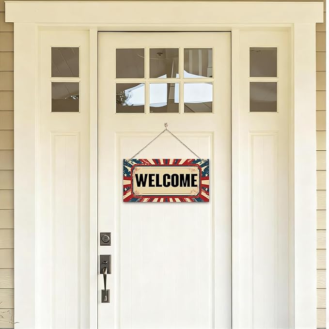 Welcome Sign for Front Door, Welcome Decor Wooden Hanging Sign for Wall Decor - Image 4