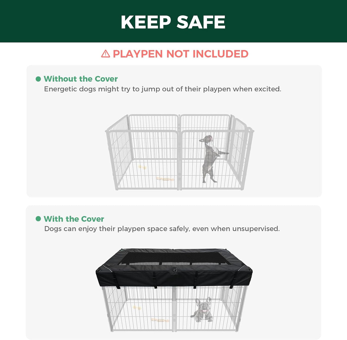 FXW Mesh Top Cover for 24" H 6-Panel Dog Playpen, Rectangle