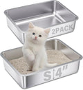 Small Stainless Steel Litter Box 2 Pack, 15.7"x11.8"x4" Small Litter Box by Futam