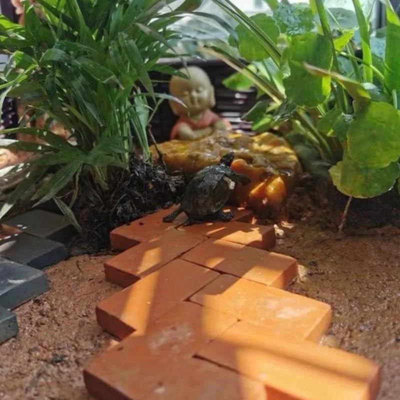 40pcs red Brick Mini Bricks Aquarium Decor Stone Rockery Landscaping Fish Tank Decor Base for Water and Land Tank Turtle Tank Landscape