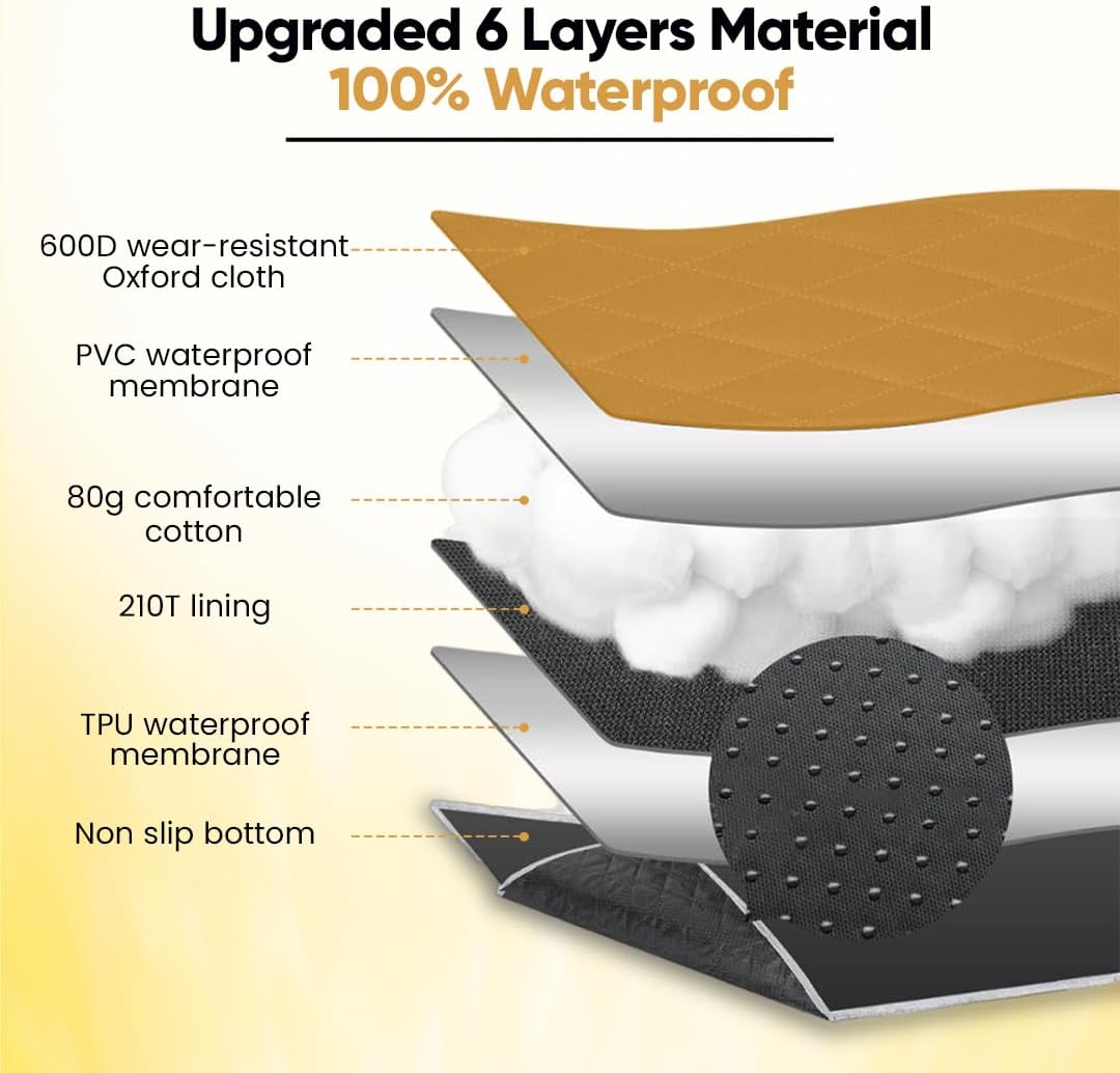 Revaz Back Seat Extender Firm Hard Bottom Hammock Bed Strong Non-Inflatable 100% Waterproof Dog Seat Extender Travel Anti-Scratch, 330lb, for All Cars, SUV, Truck,Van,Hummer Jeep Tan Color