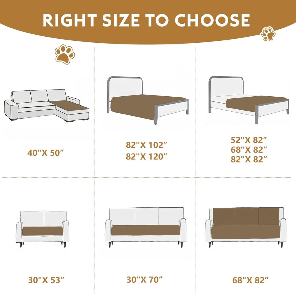 FunFurry Waterproof Dog Blanket, Couch Cover for Dogs Washable, Reversible Dog Bed Cover, Couch Furniture Protector. (Dark＆Light Beige, 30 X 53 Inch - 1 Pack)
