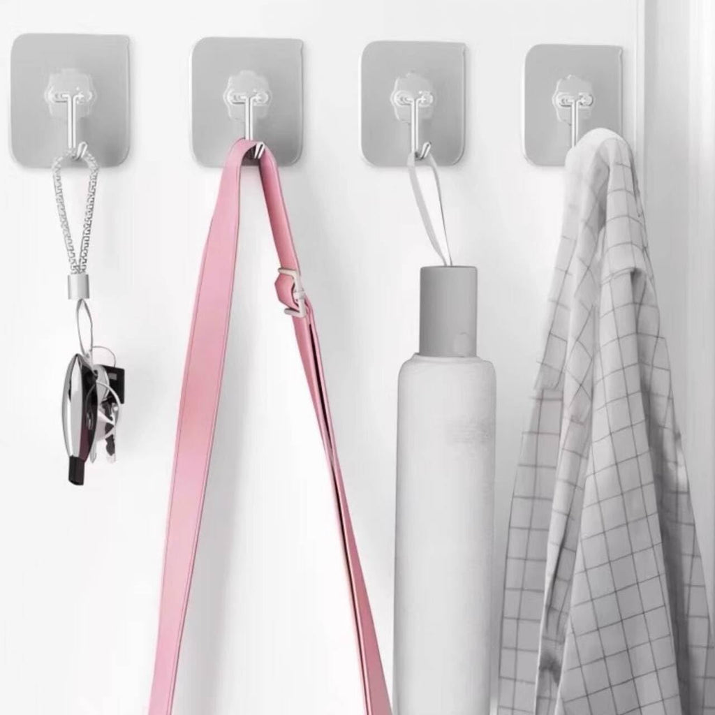 DDMY Adhesive Wall Hooks Heavy Duty 50LB Clear Hook 24 Pack for Hanging