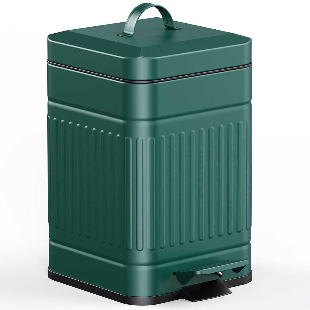 CEROELDA Small Trash Can with Lid-1.3 Gal, Dog Poop Trash Can Outside-Green