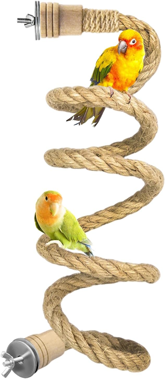 Bird Rope Perches Jute Rope,Bendable Parrot Bird Perch Rope Stand for Cage,Stand Climbing Stand Toy for Cockatiels, Lovebirds, Budgies,Parakeets(59")