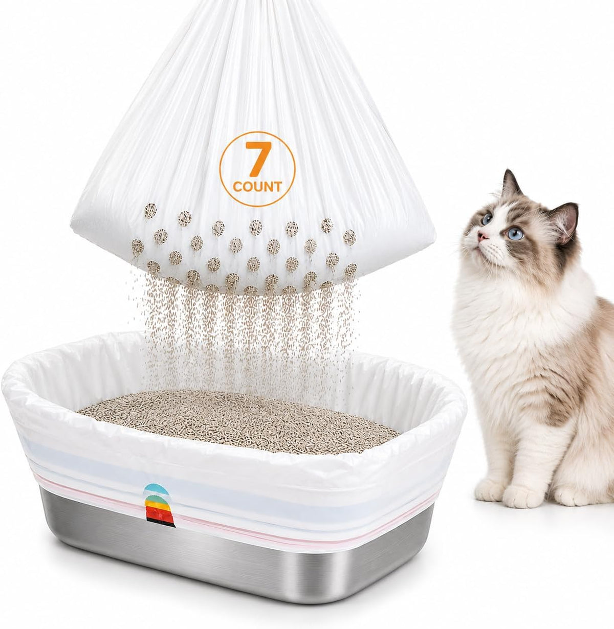 Sifting Litter Box Liners, 14 Count Drawstring Cat Litter Bags, 37 x 18 In