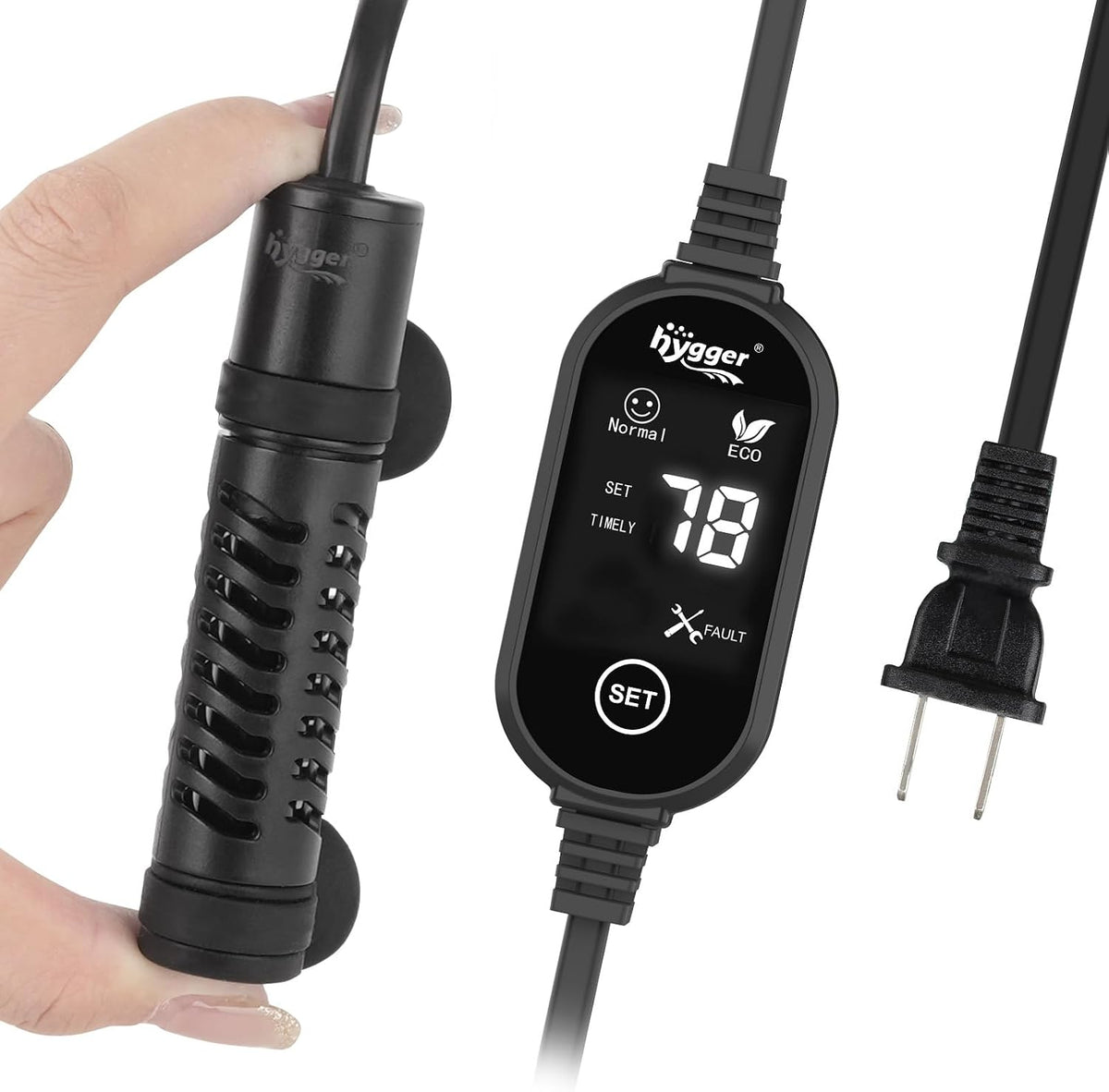 hygger Ceramic Submersible Aquarium Heater, New Explosion-Proof Fish Tank Water Heater with External Temp Controller Auto Thermostat Heater for Saltwater Freshwater (100W for 5~20 Gallon)