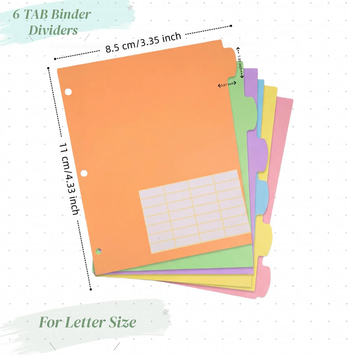 XUCHUN Binder Dividers with Tabs, 6 Tab, Letter Size,Multicolor 6 Sets (36PCS)