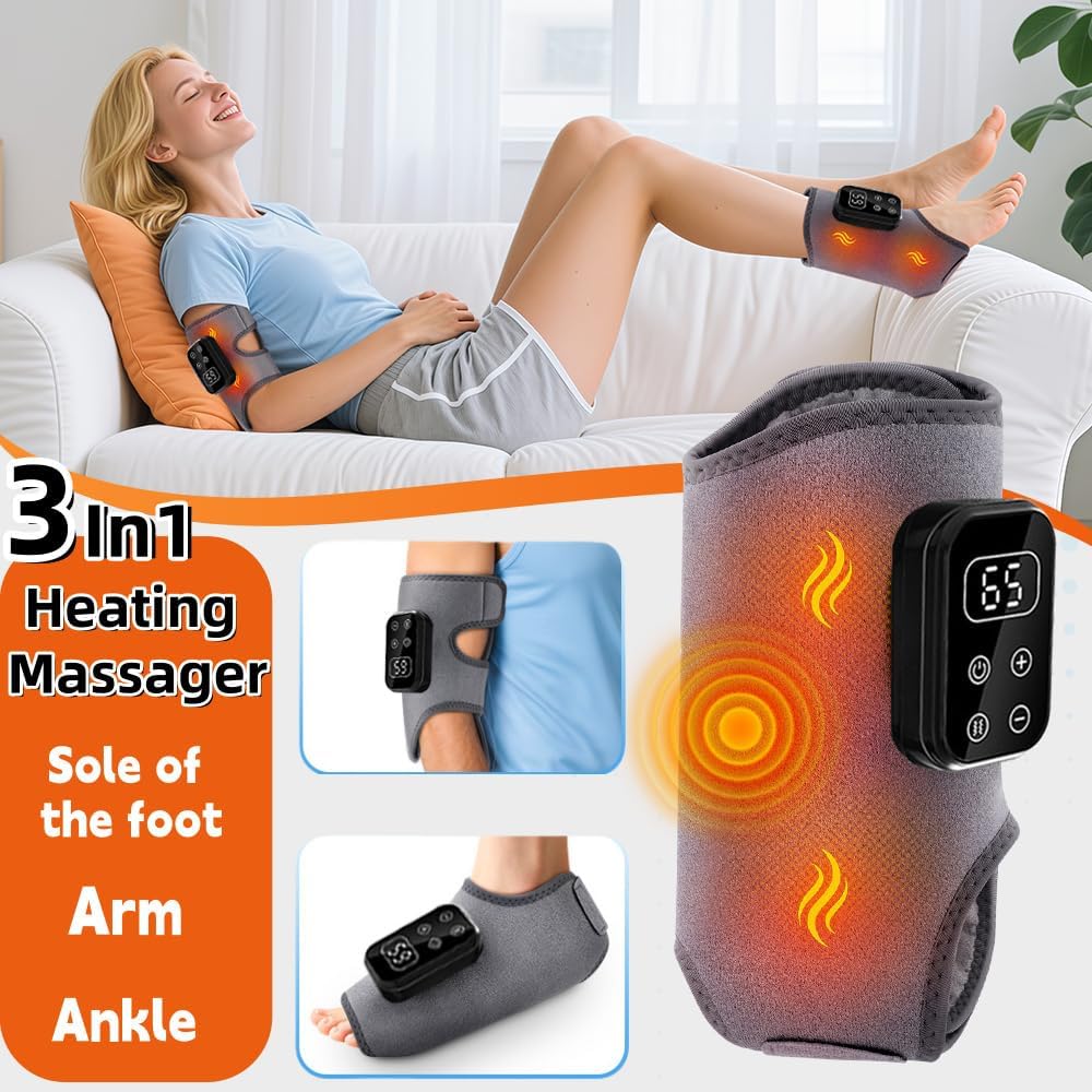 Foot Advanced Renew Triple Method Massager for Neuropathy and Plantar Fasciitis Pain Relief,Portable Cordless Ankle Massager with 5 Vibration Modes and Heat for Heel,Arch&Ankle Relief-1 PC