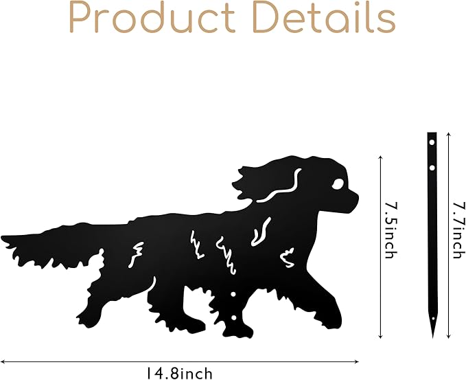Running Cavalier King Charles Spaniel Garden Statue Gift – Rustproof Metal - Image 2