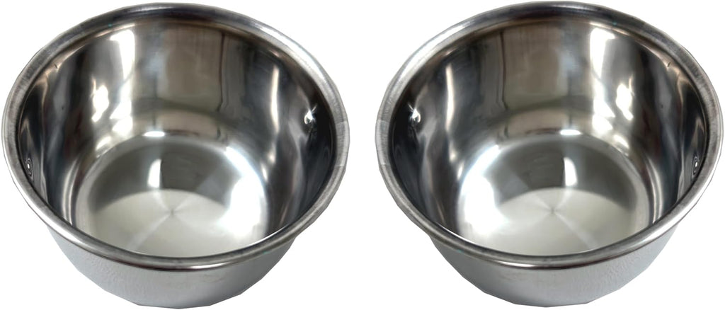 Bird Parrot Cage Stainless Steel Seed Water Feeder, 4-Inch Wide 2-Inch Deep