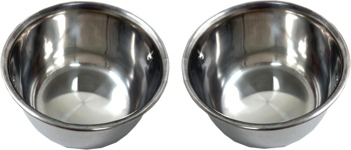 Bird Parrot Cage Stainless Steel Seed Water Feeder, 4-Inch Wide 2-Inch Deep