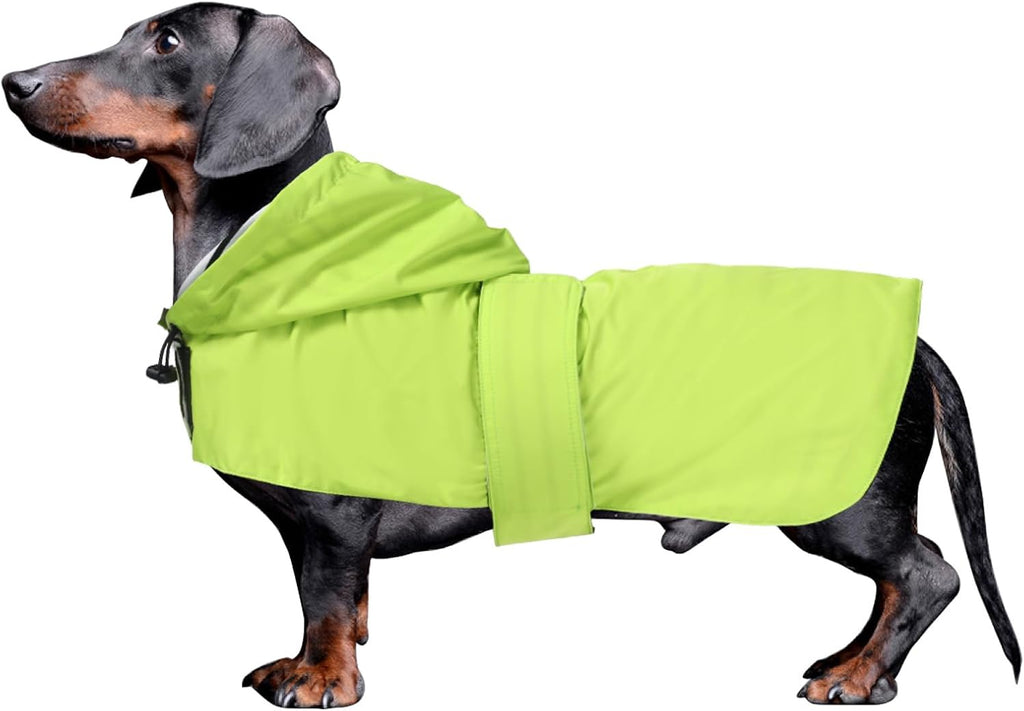 Dachshund Raincoat Clothes Jacket Dogs Waterproof fit for Dachshunds Weiner Long Back Breeds with Reflective Stripe Great Coverage Yellow M