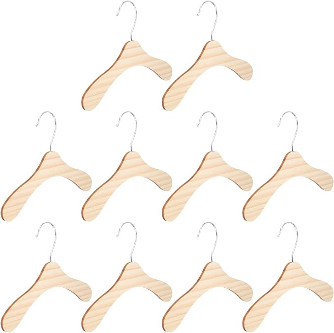10pcs 8.66-inch Wooden Pet Clothes Hangers Wear-Resistant Small Dog Cat Hangers by Holibanna