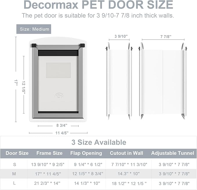 Steel Dog Door for Wall, Energy Efficient Pet Door, Telescoping Tunnel and - Image 4