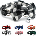 White Plaid Dog Bow Collar by YOUALSO