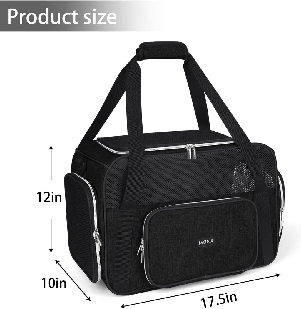 BAGLHER Pet Carrier for Cats & Small Dogs, Soft Sided Airline Approved Travel Carrier, Collapsible