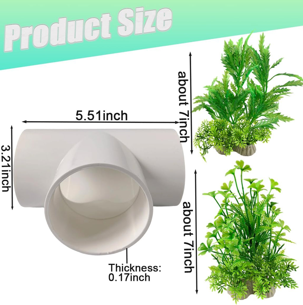 3 PCS Axolotl Hide Tube with 3 Holes, 2 Artificial Plants for Aquarium, Safe Cave and Aquatic Green Plant Set, Aquarium Decor Set for Axolotl, Fish, Turtles Tank Decorations Accessories