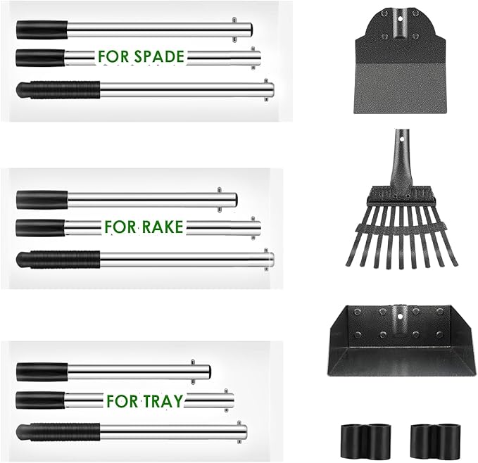 Pooper Scooper, Long Handle Dog Pooper Scooper, Heavy Duty Stainless Steel Rake - Image 6