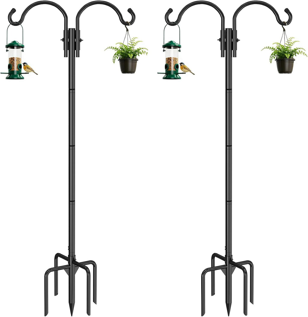 GOFORWILD 2 Pack Adjustable 76inch Double Shepherds Hook for Outdoor
