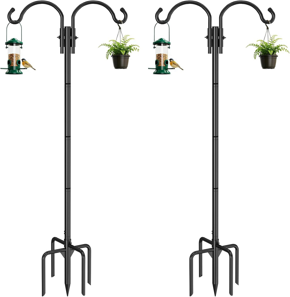 GOFORWILD 2 Pack Adjustable 76inch Double Shepherds Hook for Outdoor
