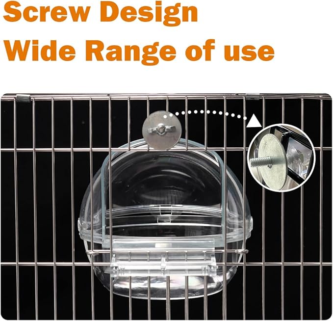 Bird Bath Box for Cage, Parrot Hanging Planet Bathtub No-Leakage Transparent - Image 5