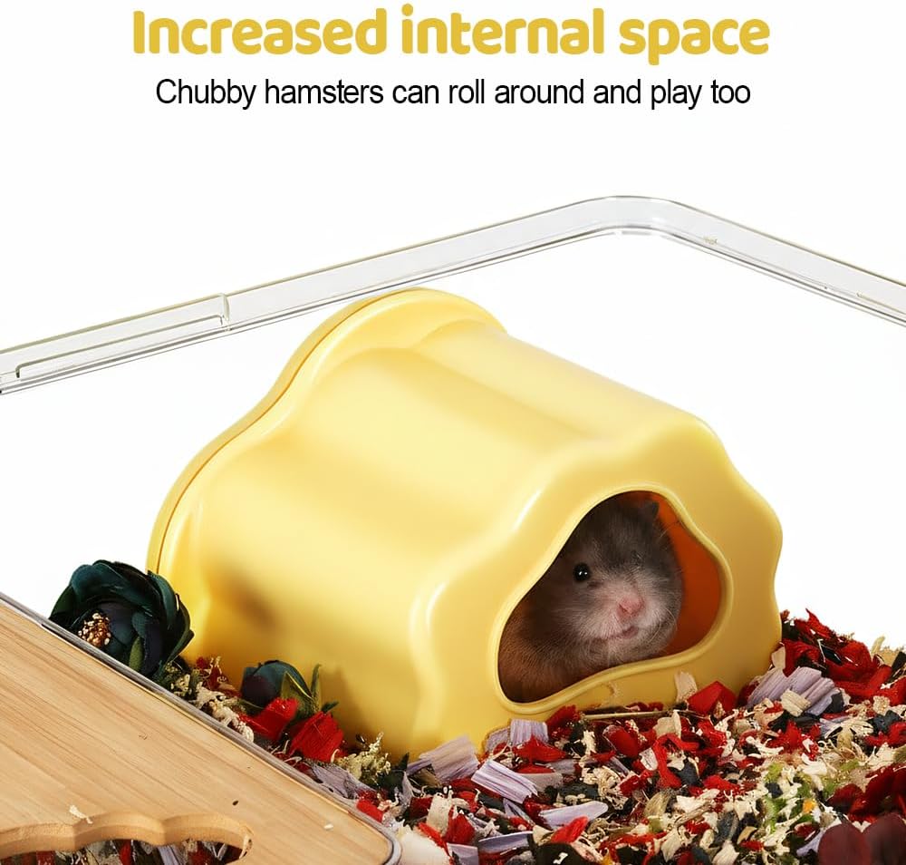 Hamster Hideout, Magnetic Mount Small Animals House with Transparent Window, Waterproof Guinea Pig Hideout for Hamsters Hedgehogs Chinchillas Ferrets