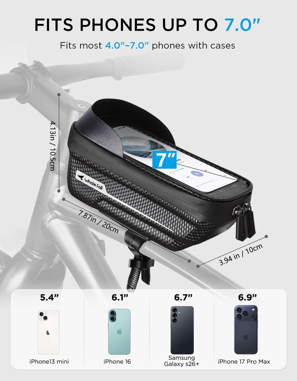 Waterproof Bike Frame Bag, 1S Quick Release Bike Phone Holder