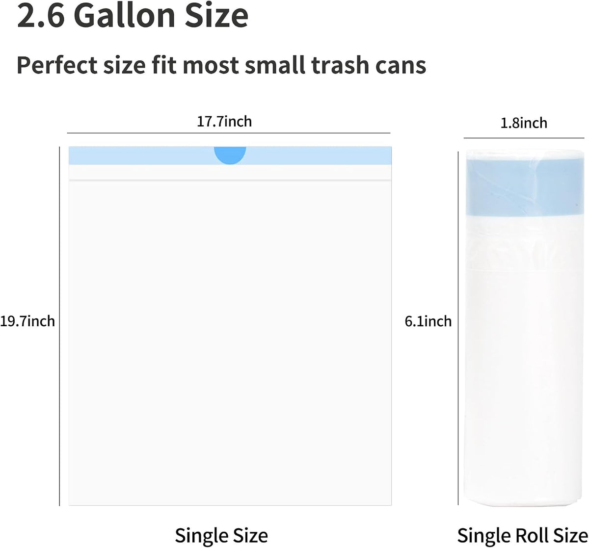 DOEL 60 Count Drawstring Cat Litter Bags for Most Auto Self-Cleaning Litter Box, Cat Litter Box Liners, Replaced Pet Waste Bags, 17.7"x19.7", White Blue (4 Rolls)
