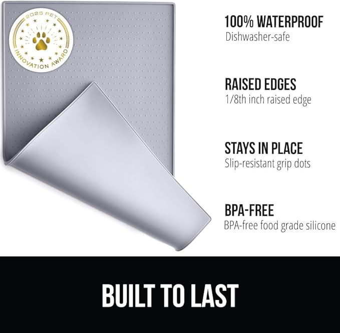 GORILLA GRIP 100% Waterproof Raised Edge BPA Free Silicone Pet Feeding Mat - Image 2