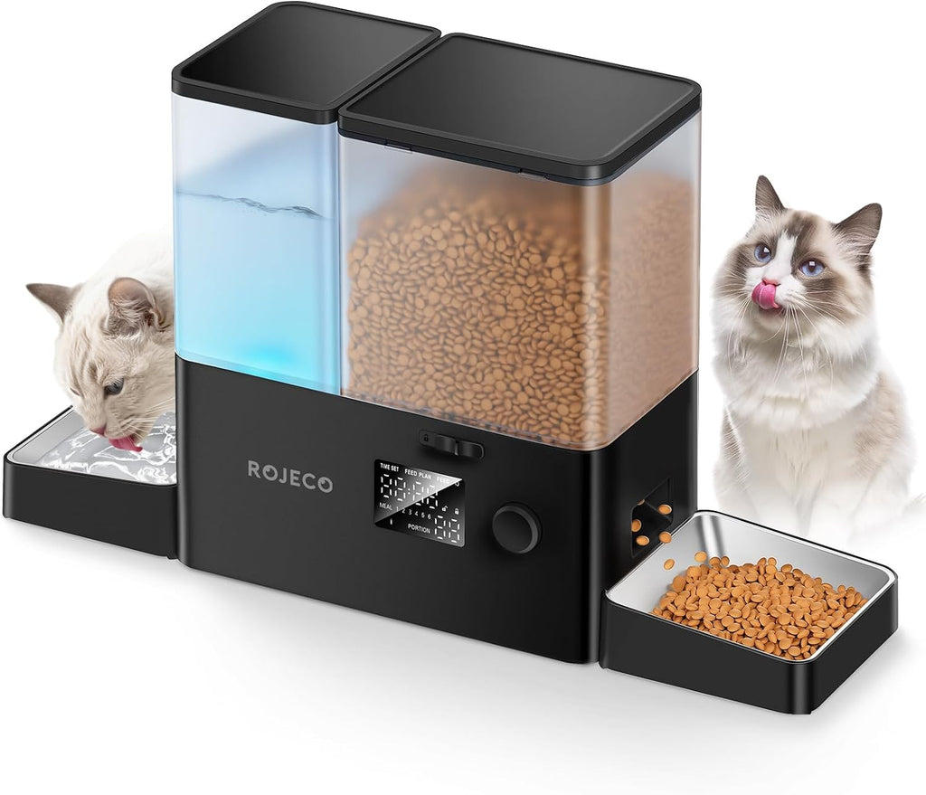 ROJECO Automatic Cat Feeder and Water Dispenser,8.5L Timed Cat Feeder