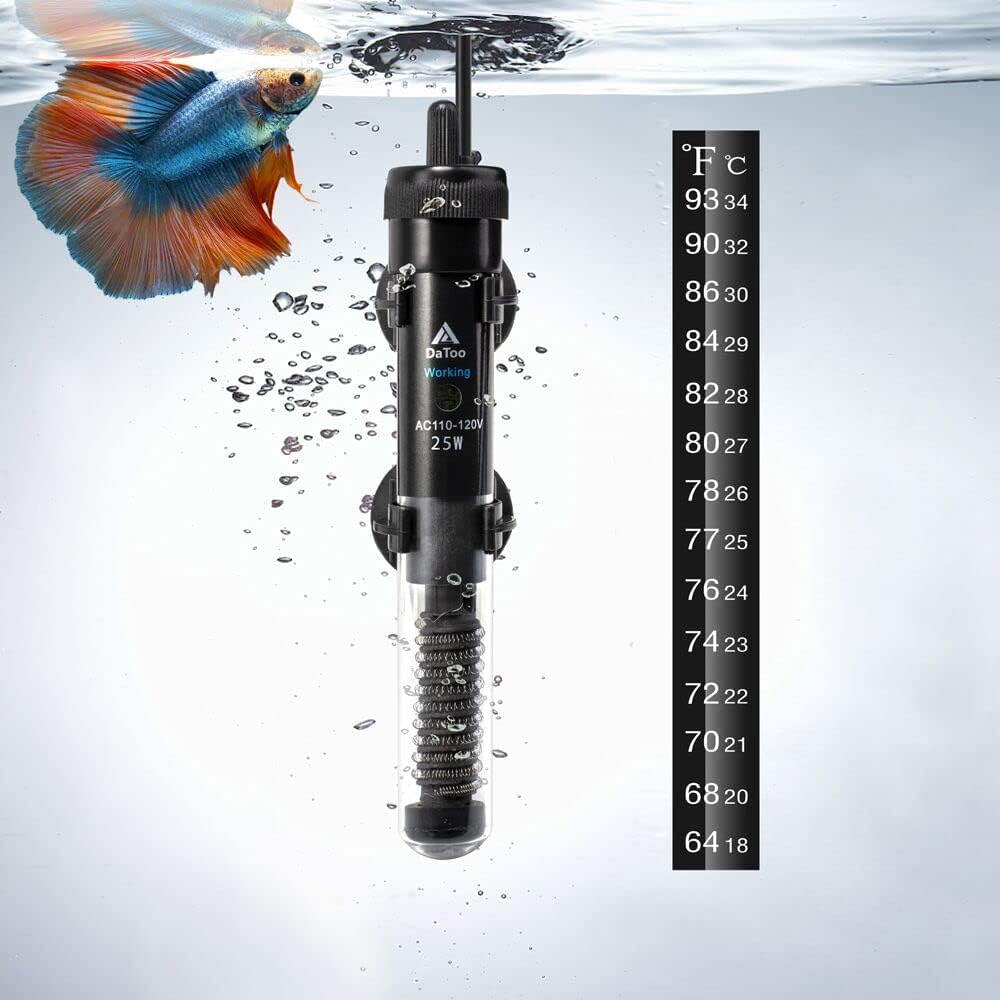 DaToo Aquarium Heater Adjustable 200W Submersible Fish Tank Heater with Electronic Chip Thermostat Suitable for Marine Saltwater and Freshwater