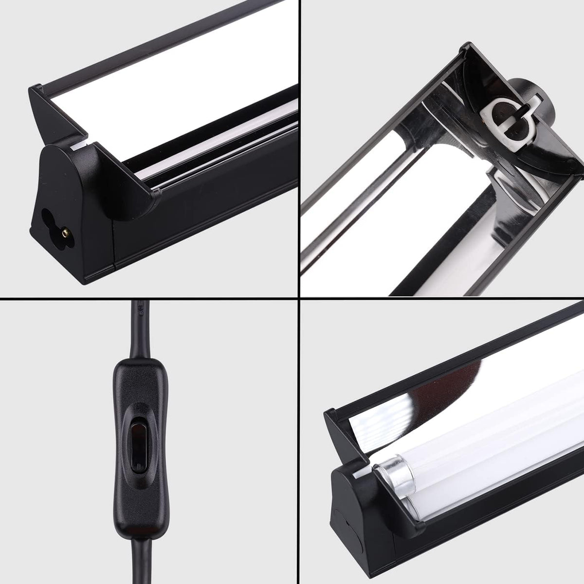 Aiicioo T5 UVB Lighting Combo Kit - 12" Light Fixture Desert 10.0 Terrarium Hood Light Fixture & High Output T5 HO UVB Bulb for Reptiles Chameleon Gecko (watts, 8)