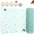 2 Pack Large Size Jumping Spider Netting Enclosure Climbing Toy Habitat Accessories Green Webs with Magnets and Silk Cocoons Nest (9.8 x 177 inches)