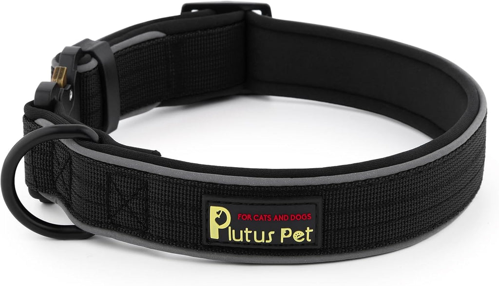 Plutus Pet Tactical Dog Collar, Reflective, for Small Medium Large Dogs