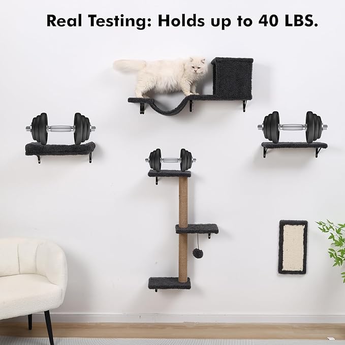 5-in-1 Cat Wall Shelves, Perch & Lounge - Image 4