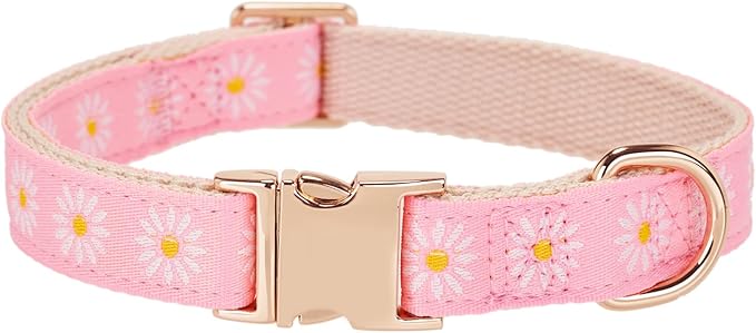 Woven Dog Collar with Metal Buckle Adjustable Jacquard Retro Dog Collars by YUDOTE