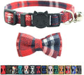 Cat Collar Breakaway with Bell and Bow Tie, Plaid Design Adjustable Safety by Ximipet