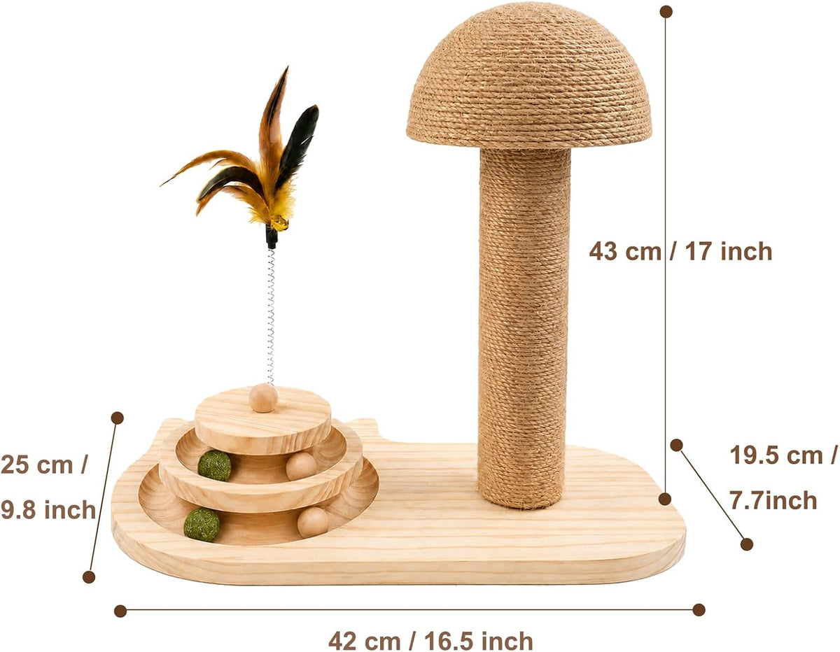 Kitten Scratching Post for Indoor Cats with 2-Level Ball Track