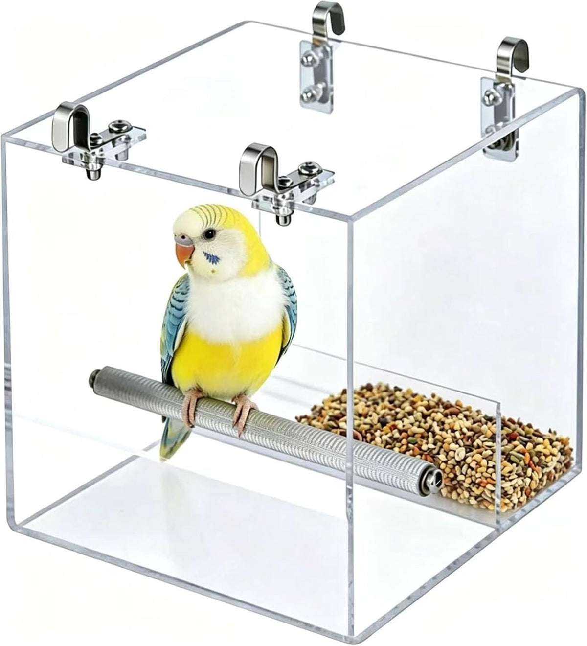 No Mess Bird Feeder for Cage, Automatic Acrylic No Mess Bird Feeder Cage