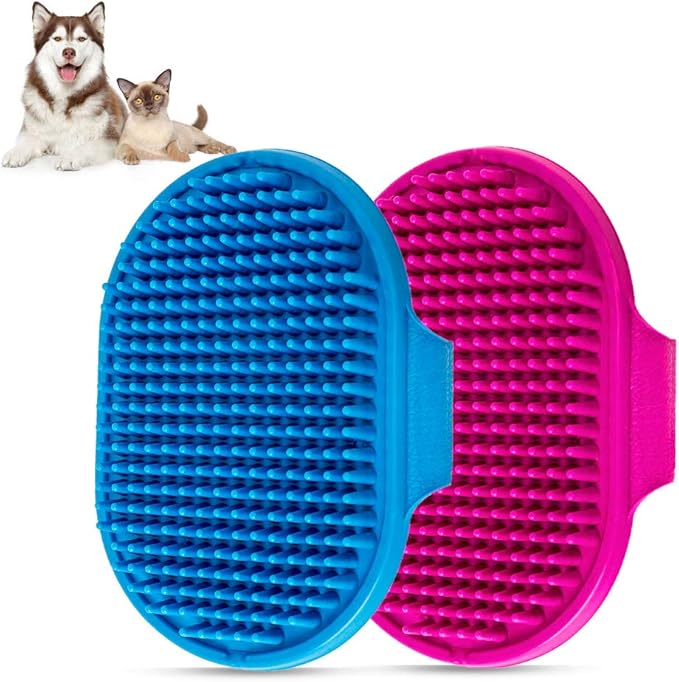 Dog Bath Brush Pet Bath Comb Brush Soothing Massage Rubber Comb 2pcs by Aoche