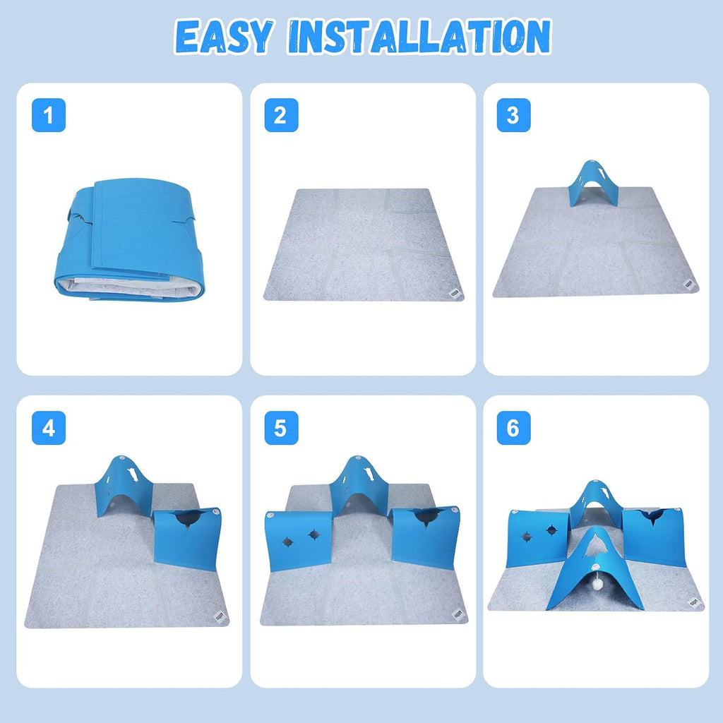 4-Way Cat Tunnels for Indoor Cats, Interactive Toys with Plush Ball