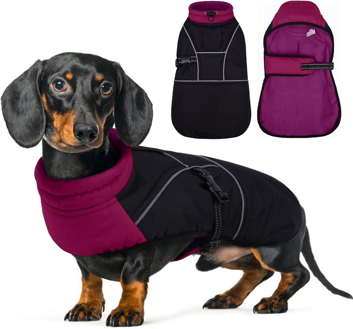 Lelepet Dachshund Coat Waterproof Reflective Dog Coat for Small Dogs