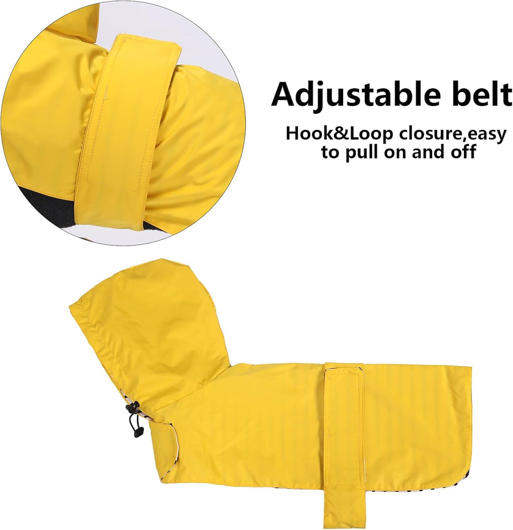 Dachshund Raincoat Clothes Jacket Dogs Waterproof fit for Dachshunds Weiner Long Back Breeds with Reflective Stripe Great Coverage Yellow M